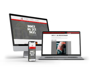 Webseite der Deutschen Feuerwehr-Gewerkschaft auf Monitor, Laptop und Smartphone
